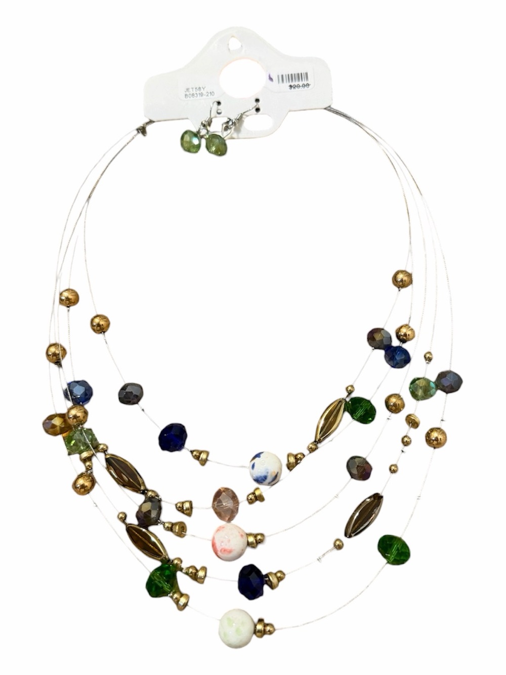 Bohemian Imitated Crystal Mixed Multilayer Necklace Earrings (set)